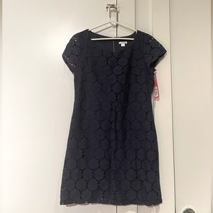 NWT - Navy Blue - Lined - Lace - Cap Sleeve Shift Dress